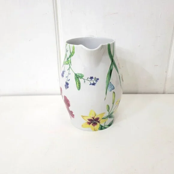 Spode English Floral Pitcher 7.5" Tall 2006 Williams-Sonoma Exclusive - Picture 2 of 7
